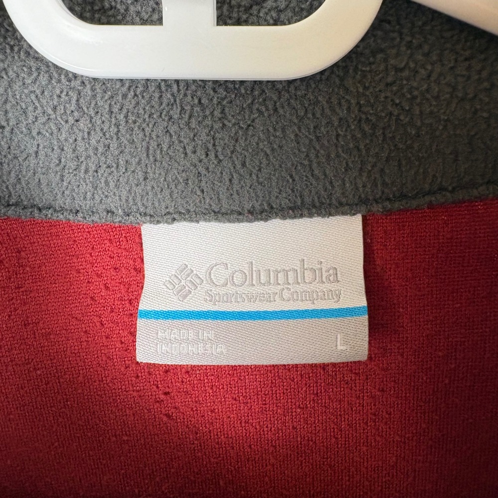 Columbia Fleece Pullover Men's L Red 1/4 Zip Gorpcore Outdoor Hiking Lightweight - Picture 2 of 6